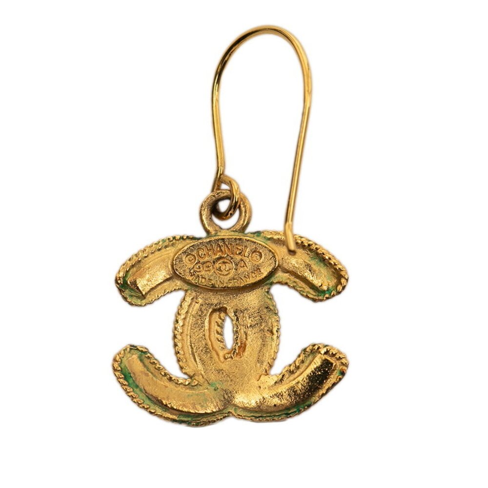CHANEL Vintage Gold Logo Earrings - Picture 3 of 4